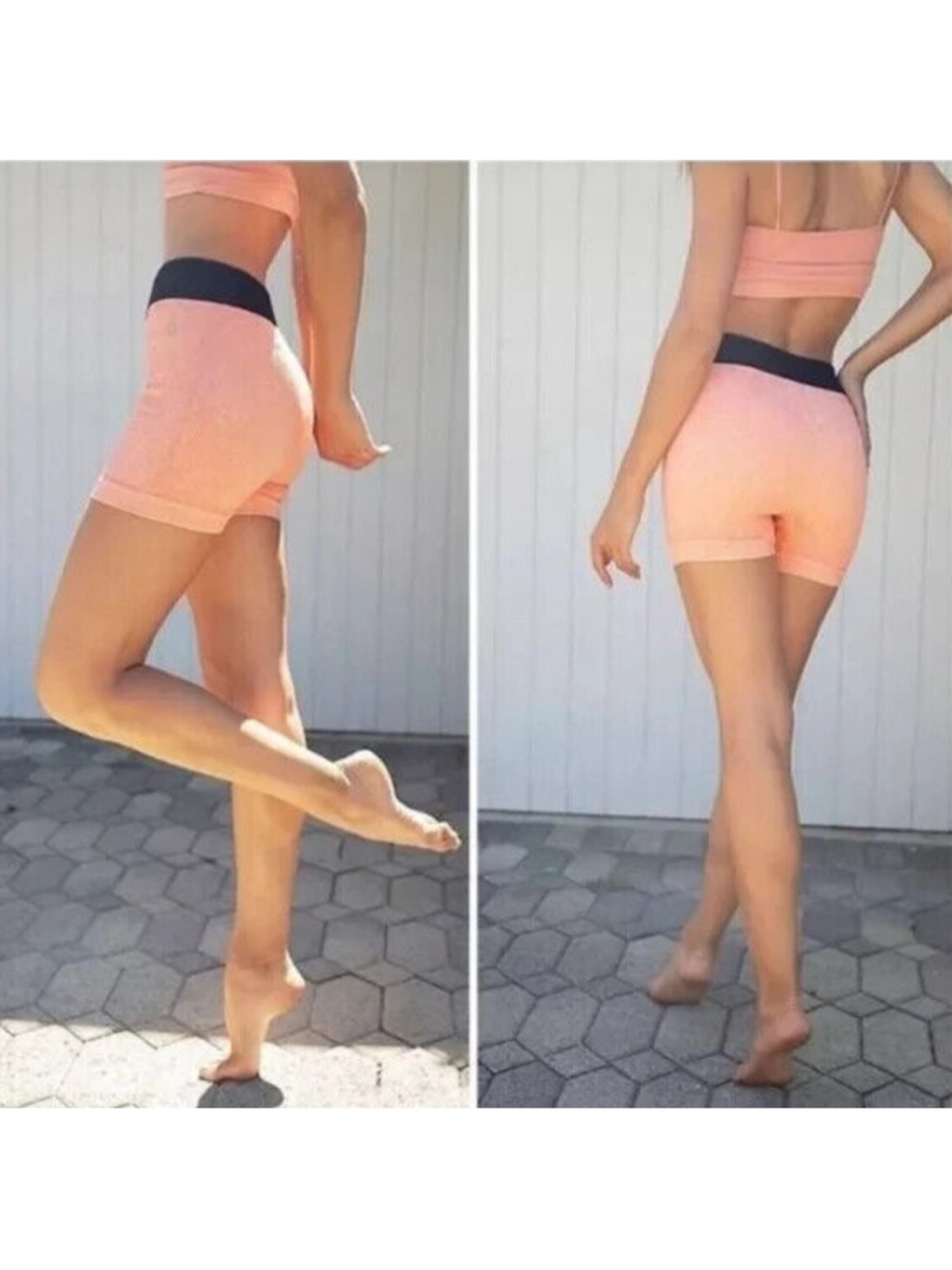Free People Movement Seamless Short Coral Reef Peach Womens Active Shorts Sz M/L